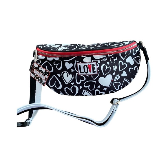 Brighton Belt Bag Endless Love Hearts Nylon Handbag NWT - Picture 1 of 8